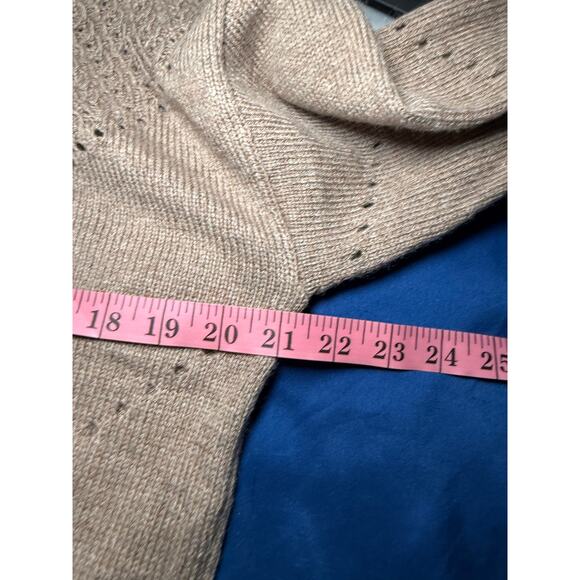 Marine Layer pointelle knit tan cashmere blend crew neck sweater womens small - Picture 7 of 8